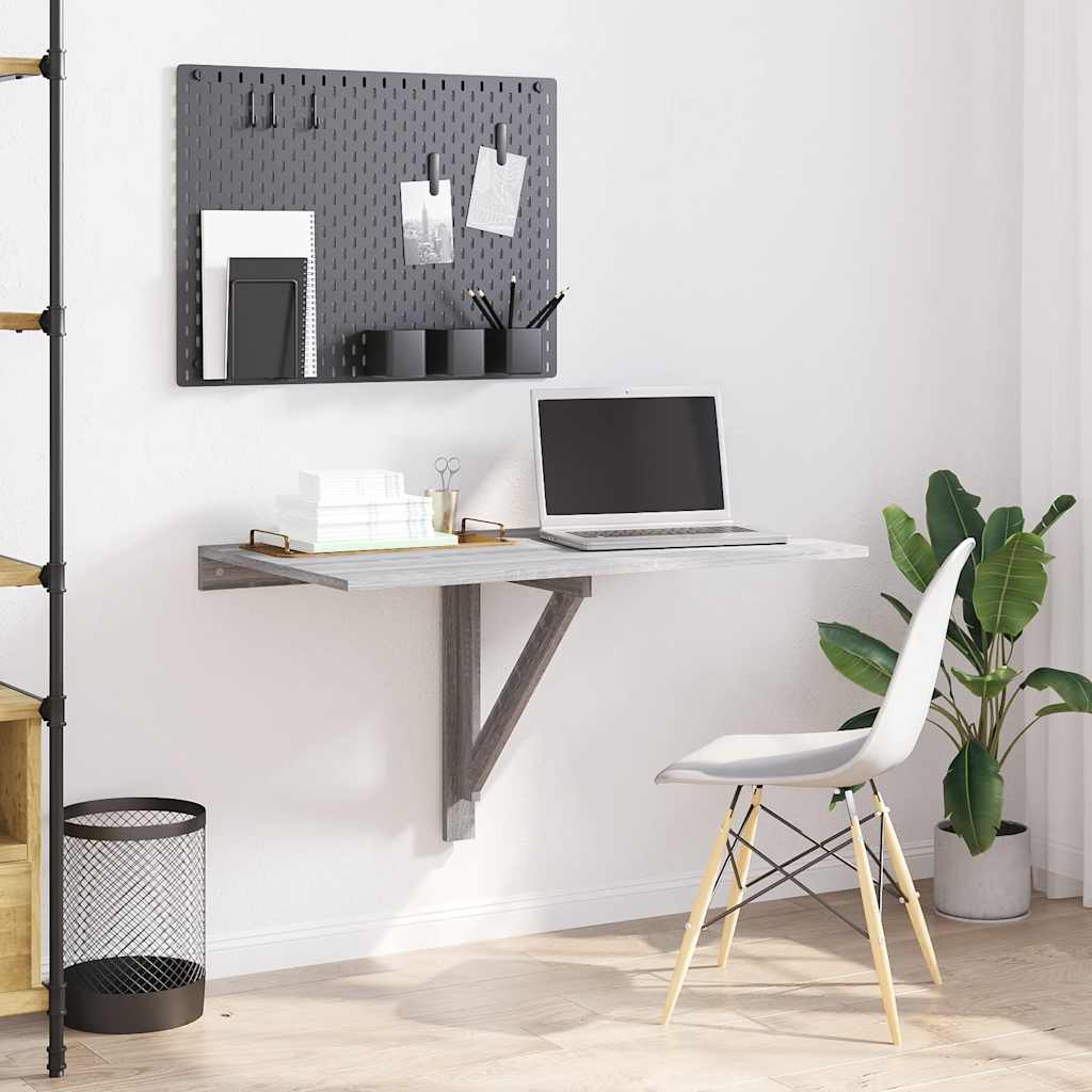 складной настенный стол, серый дуб Сонома, 100x60x56 см, искусственное дерево