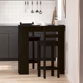 Baarilaud koos riiuliga - Must tamme, 102x50x103.5 cm, Valmistatud töötlemisel kasutatavast puidust