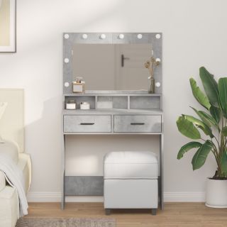 Tualettlaud LED Valgusega Betooni Hall 79x41x135 cm