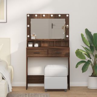 Tualettlaud LED-valgustitega Pruun Jalakas 79x41x135 cm