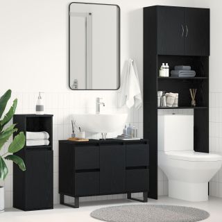 Vannitoa Kraani Kapp Must Tamme 80x33x60 cm Töödeldud Puit