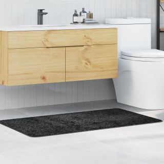 Vannitoa vaip Ristkülikuline Tumehall 70x120 cm Polüpropüleen Libisemisvastane