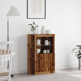 külmkapp LED-valgustusega vana puit 60,5x37x100 cm