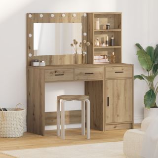 2-osaline Tualettlaua Komplekt LED-valgustusega Artisan Oak Tehispuust