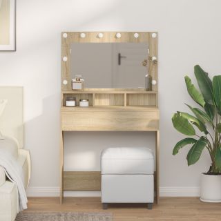 Tualettlaud LED Valgustitega, Sonoma Tamme, 79x41x135 cm