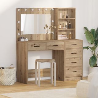 2-osaline Tualettlaua Komplekt LED-iga Artisan Oak Tehispuit