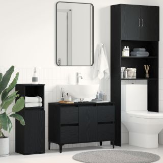 Vannitoa Valamu Kapp Must Tamme 80x33x60 cm Tehispuit