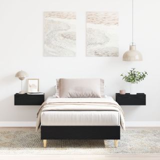 Voodi 90x190 cm Mustast Tammeviimistlusest Puidust