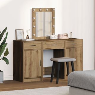 3-osaline Dressingtabeli Komplekt koos LED Valgustusega, Artisan Tamme Tehispuust