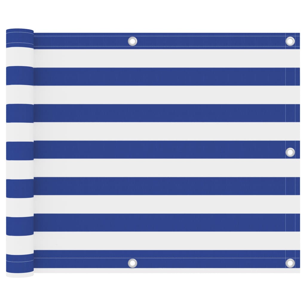 rõdusirm, valge ja sinine, 75 x 600 cm, oxford-kangas